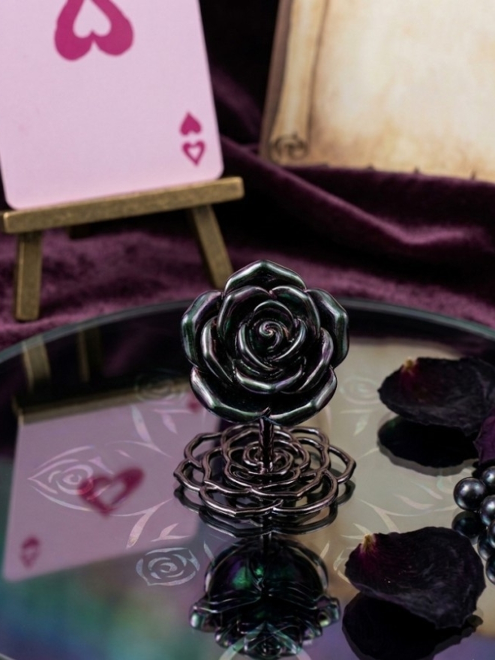 NWT Iridescent Black/Purple Rose Ring -size 7